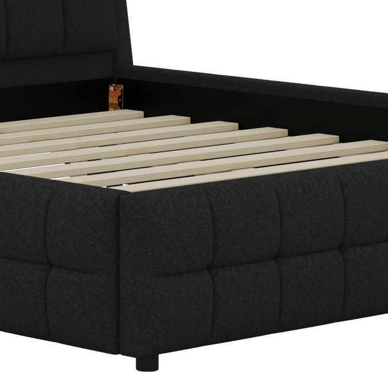 Lit plateforme tapissier élégant pour chambre à coucher, Noir
