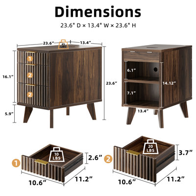 End Table with Drawers and Charging Station