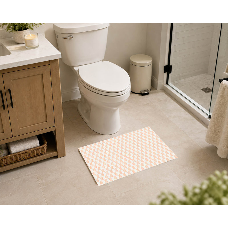 Tapis de toilette rectangulaire absorbant et antidérapant Hexaline, 34" W x 21" L, Peach/Orange