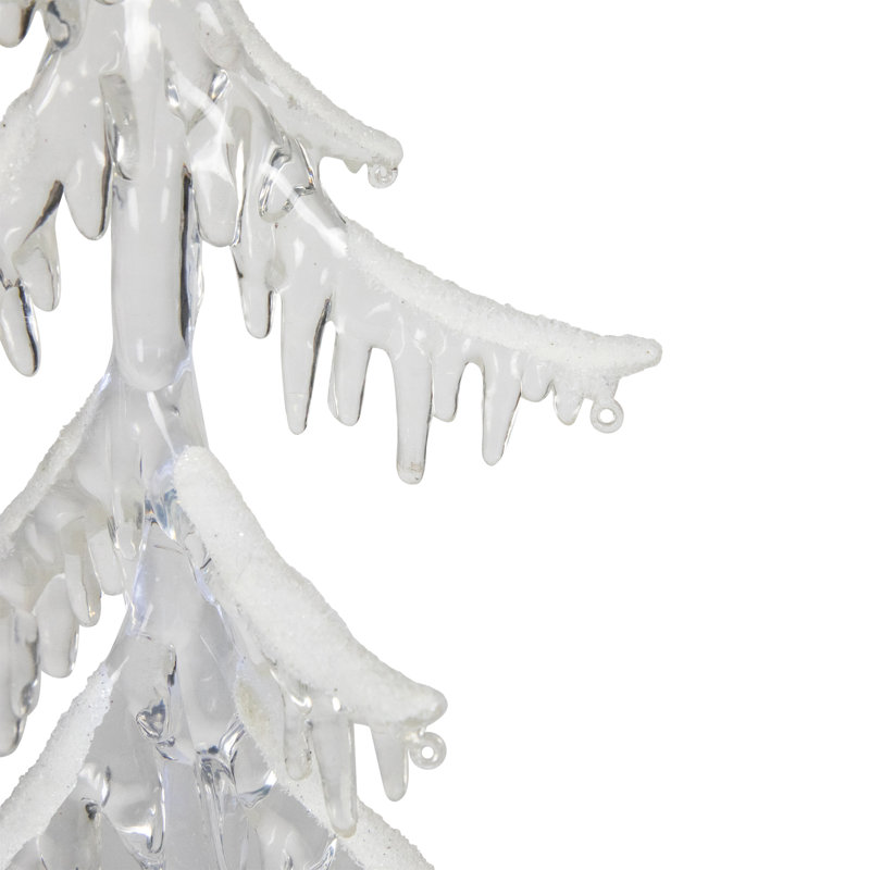 LED Lighted Acrylic Icicle Tree Christmas Decoration, 14" H x 4.5" W x 2.5" D