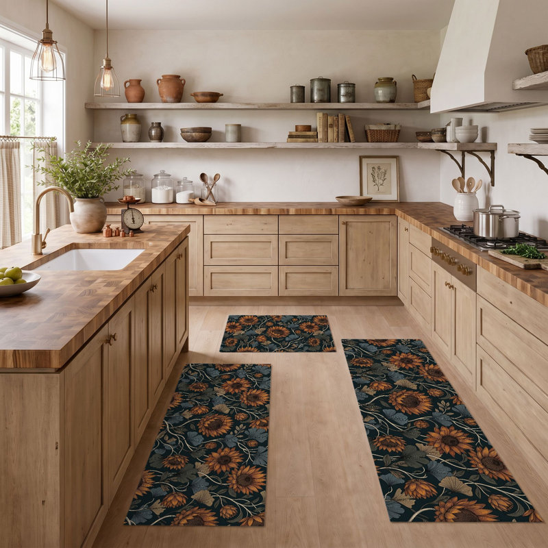 Tapis de cuisine tournesol antidérapant lavable
