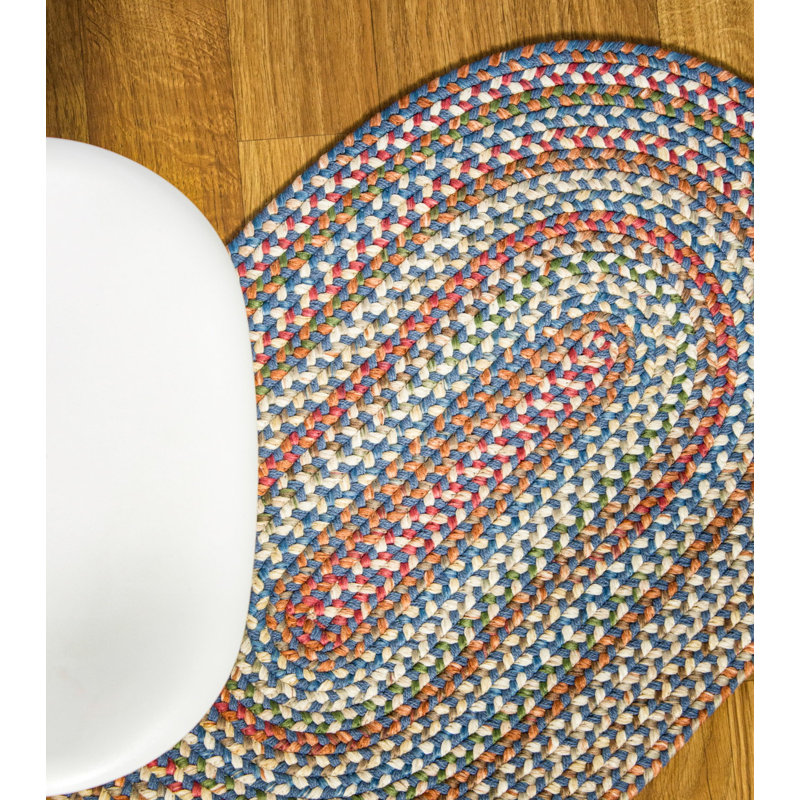 Tapis tressé bleu/naturel Livie, Ovale 5 pi x 8 pi