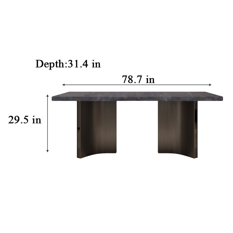 Tiarnan Metal Base Dining Table, 29.5"H x 78.7"L x 31.4"W