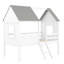 Lit simple mezzanine bas - deux fenêtres pour la chambre à coucher semi-fermée en bois de pin blanc et gris Playtime Stable