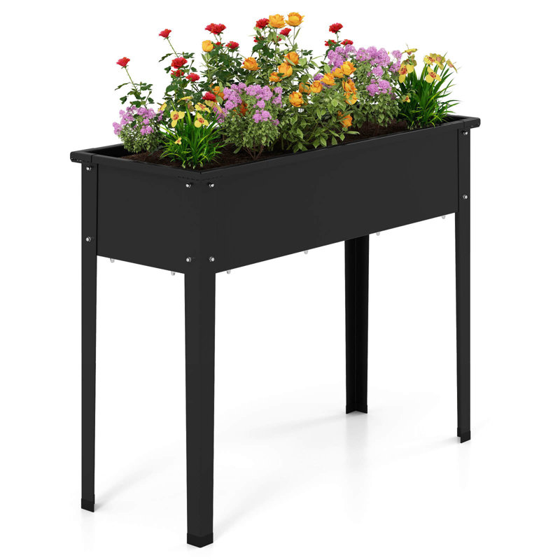 Raised Garden Bed Elevated Metal Planter Box With Legs Drainage Holes Gardening Box, 32" H x 40" W x 16" D
