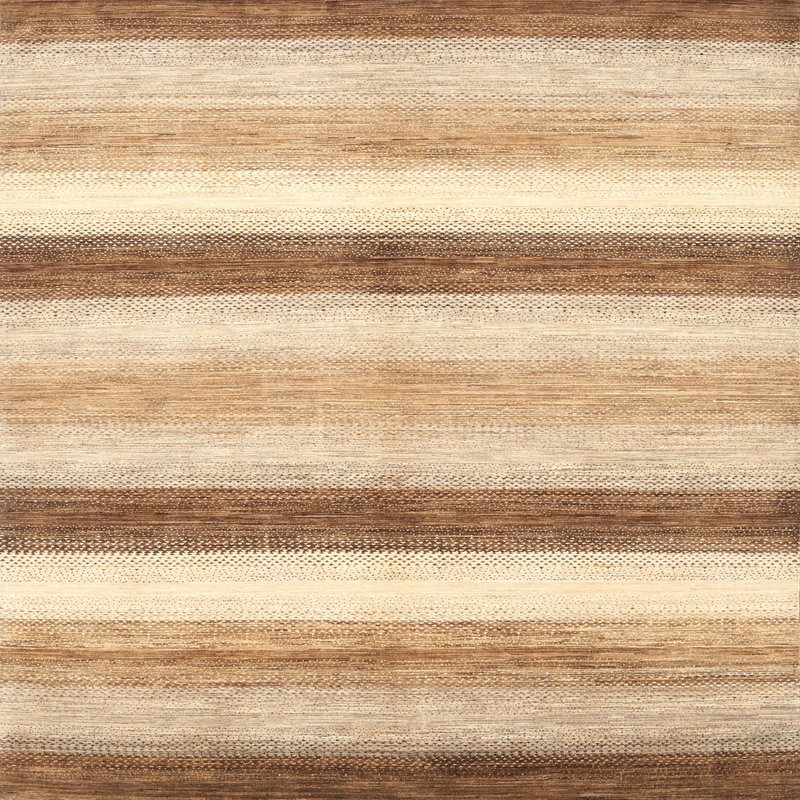 Tapis brun/beige contemporain, Carré 8 pi