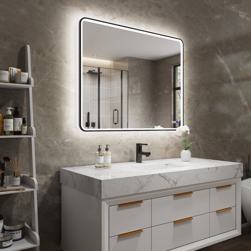 Miroir de salle de bain Liutza, Rectangle, 32 po x 40 po