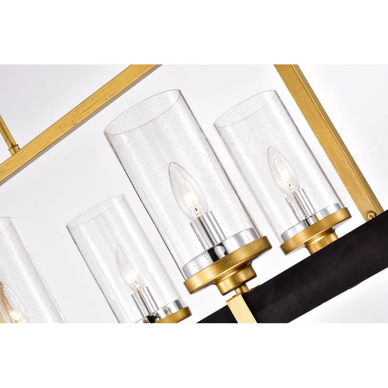 Messer 6 - Light Statement Rectangle Chandelier, Brass/Black