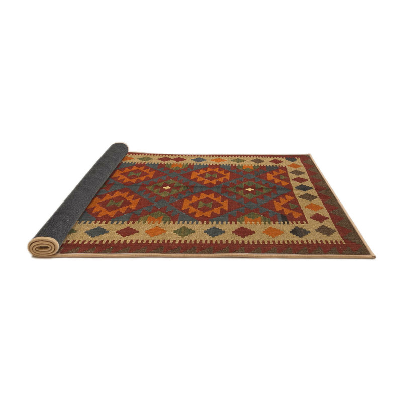 Tapis noir/orange/beige contemporain, Rond 8 pi