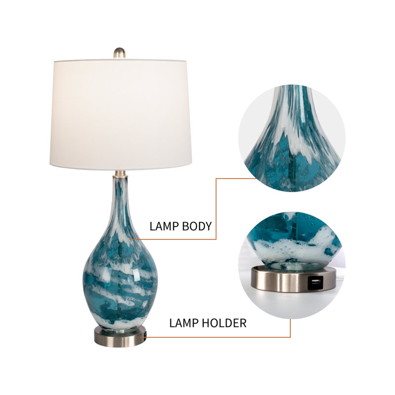 Aitkin 28" Blue Table Lamp Set with USB