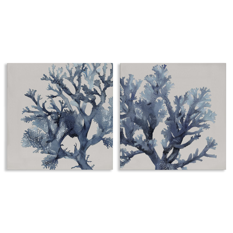 Ensemble de 2 pièces d'art mural en toile de corail à motif moucheté, design par Karen Smith, H 24 po x l 24 po