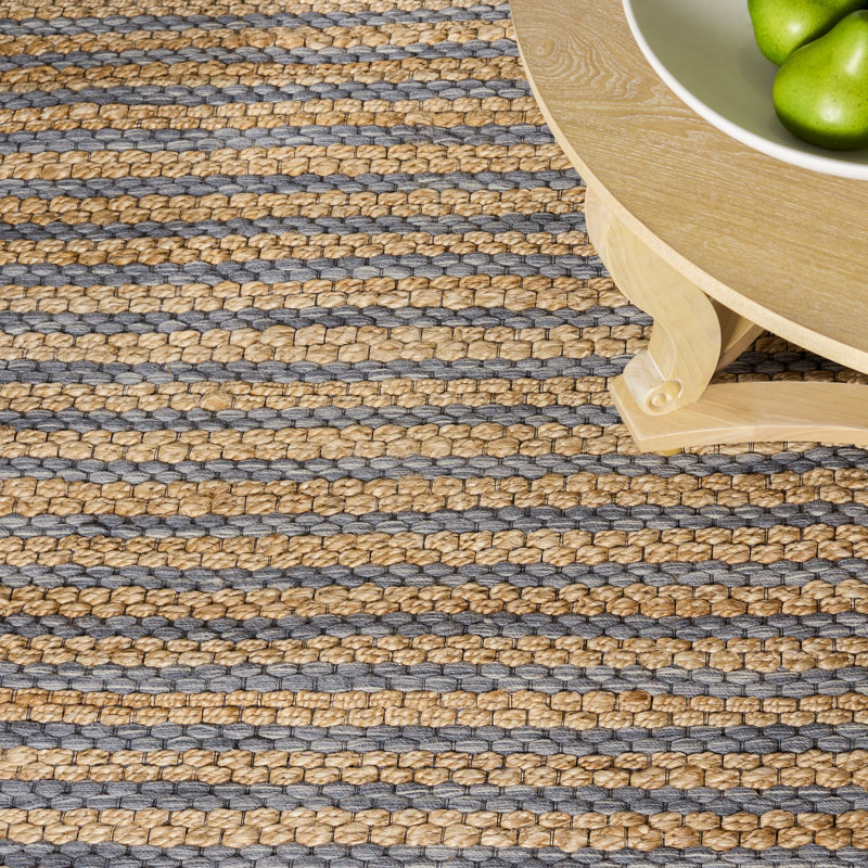 Martha Stewart 9526 Hand Tufted 40% Jute; 40% Wool; 20% Cotton Striped Rug, Square 6'