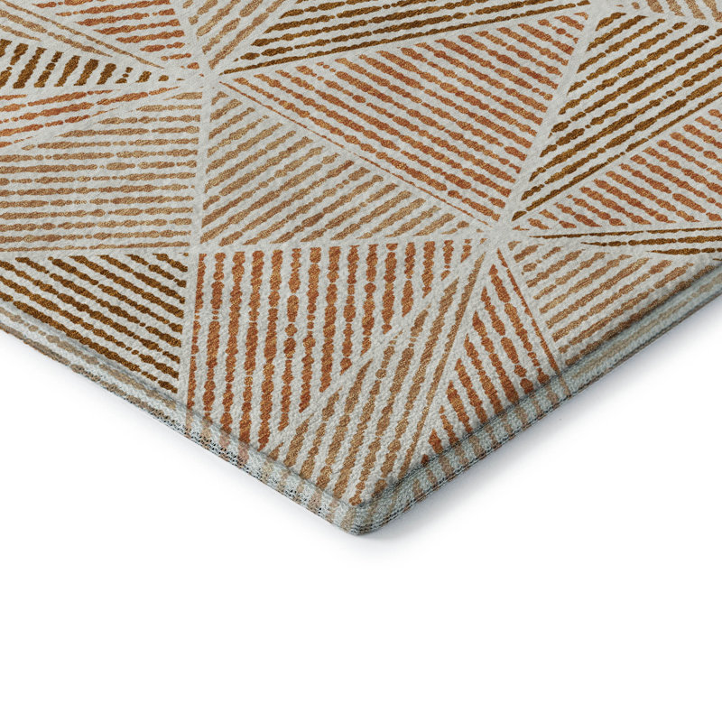 Tapis terre cuite lavable à la machine Premium Cerrito, Rond 8 pi