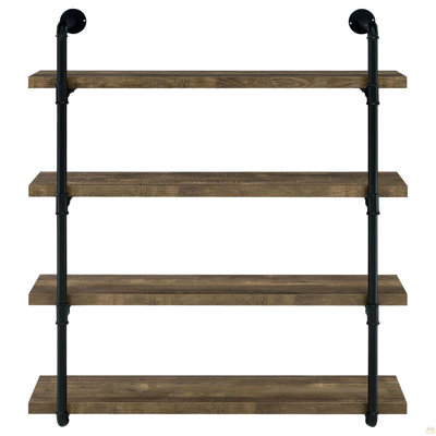 Black And Rustic Oak 40-Inch Wall Shelf