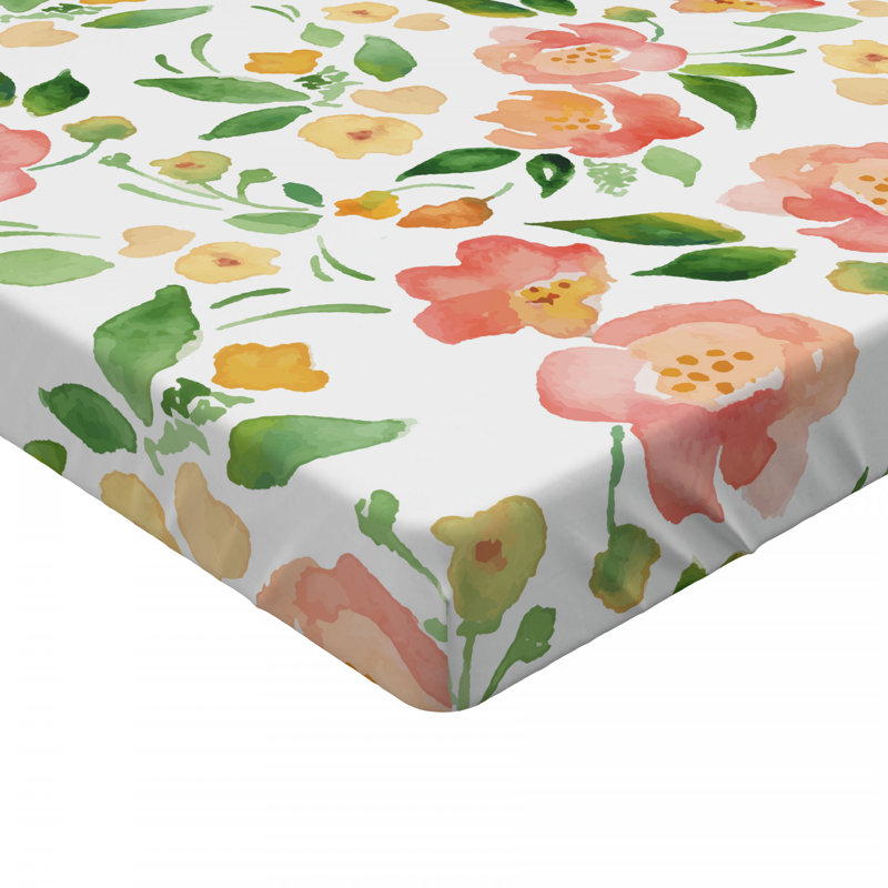 Microfiber Floral Fitted Sheet, Twin Fitted Sheet, Yellow/Green Floral