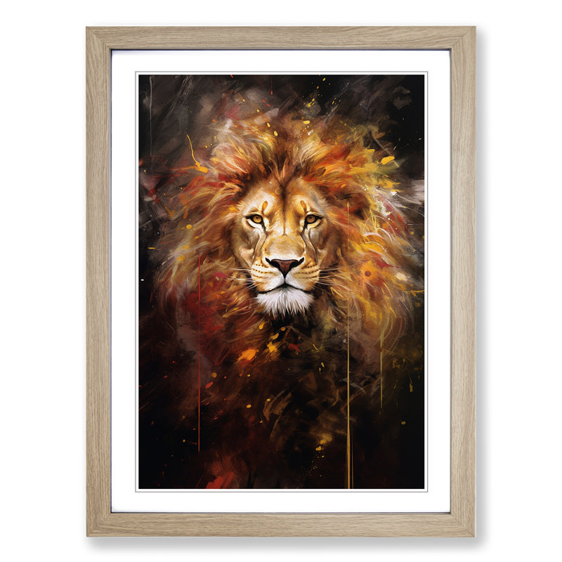 Leo Zodiac Gestural Art - Framed Print, Oak Framed, 46cm H x 34cm W x 2cm D