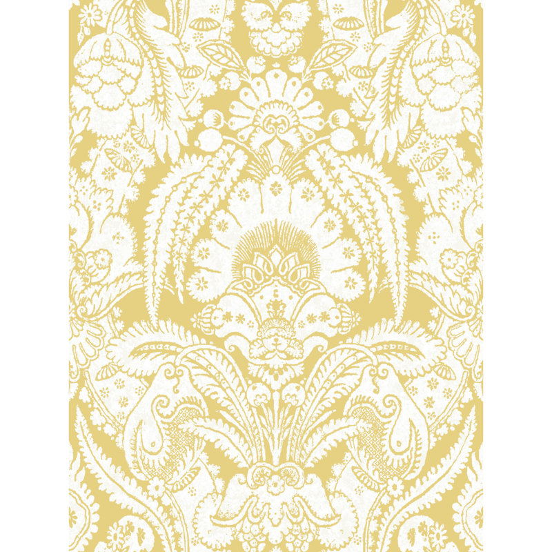 Albemarle Chatterton Damask Wallpaper Roll, French Yellow/Ivory
