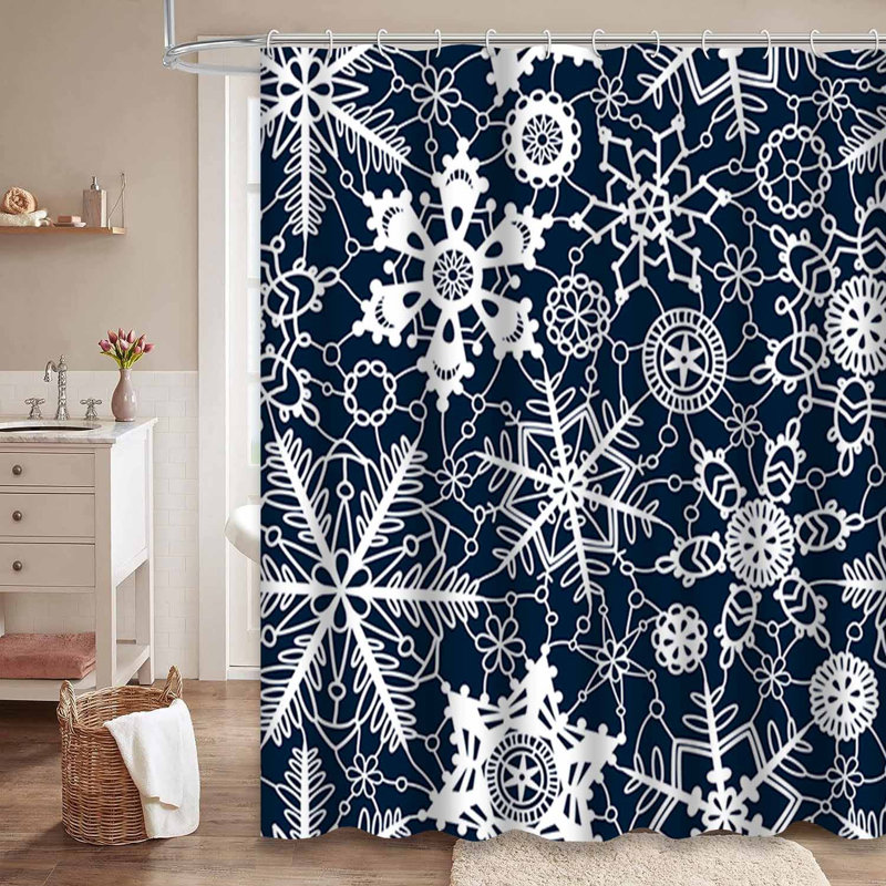 Rideau de douche blanc en dentelle blanche avec 12 crochets, L 72 po x l 72 po