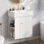 Meuble-lavabo flottant moderne de 21,6 po avec lavabo en céramique - parfait pour les petites salles de bain, rangement à gauche