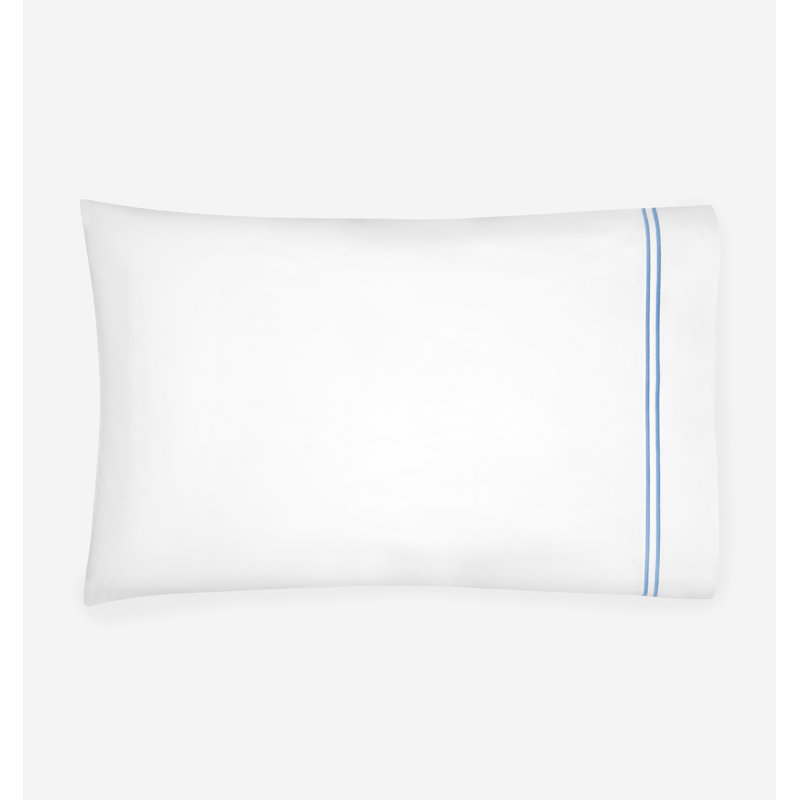 Grande Hotel Percale Pillow Case, White/Ocean, Standard