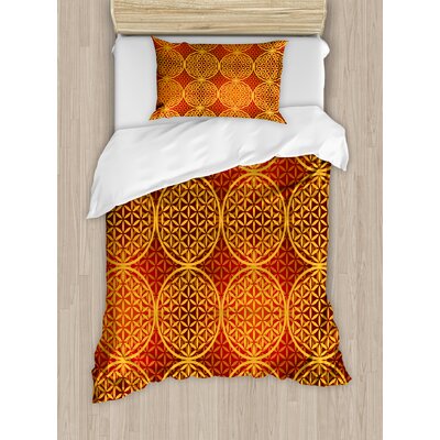 Victorian Vintage Style Flower of Life with Medieval Tones Rococo Baroque Esoteric Motif Duvet Cover Set -  Ambesonne, nev_28844_twin