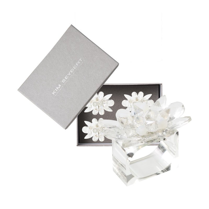 Spectra Napkin Ring Set, Clear/White