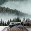 Murale Misty and Fog over Mountain Forest Valley-88769858