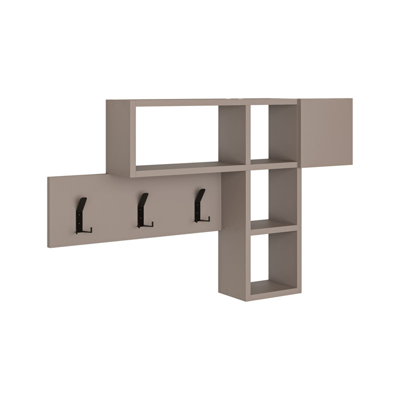 Pecor Wall 3 - Hook Wall Mounted Coat Rack, Light Mocha