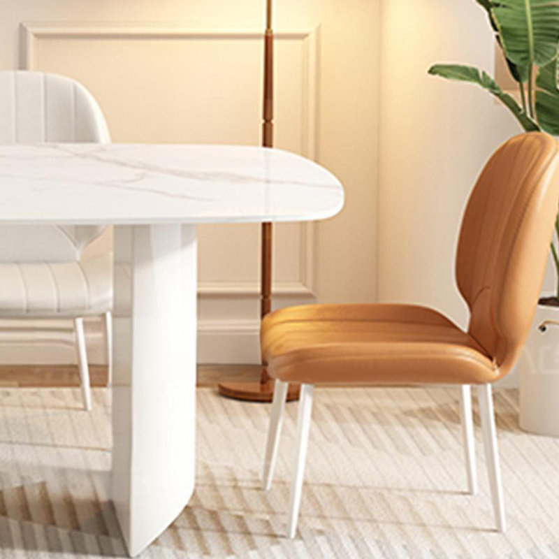 Glossy Snowflake White Dining Table, 29.52"H x 70.86"L x 35.43"W