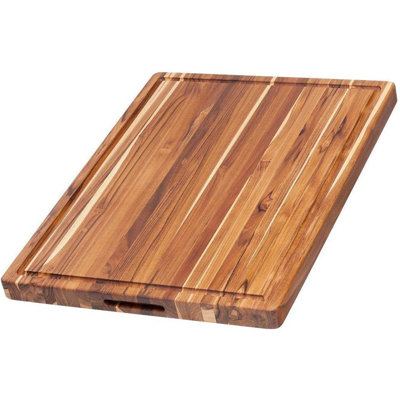 Grande planche à découper réversible en bois avec rainure à jus