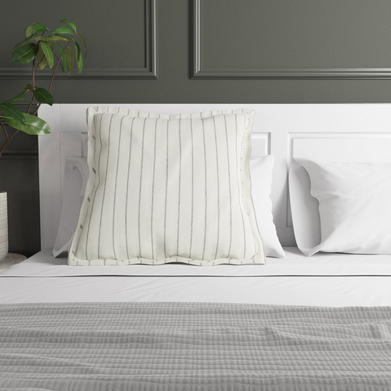 Ivory and Gray Striped Belgian Linen Euro Sham