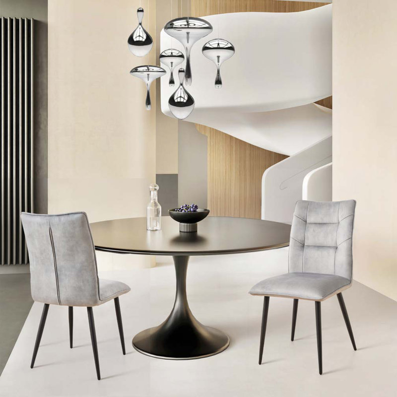 Upholstery Velvet Dining Chairs, Light Grey