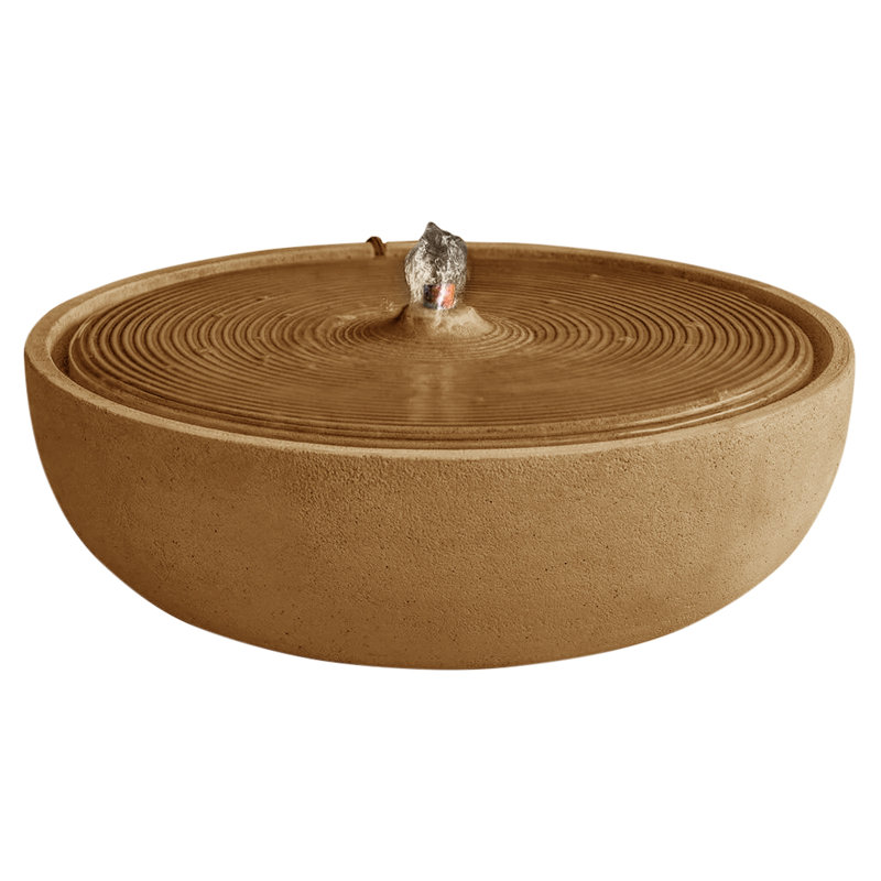Fontaine ondulée en béton, H 6,25 po x l 14,25 po x P 17,25 po, Roche calcaire française