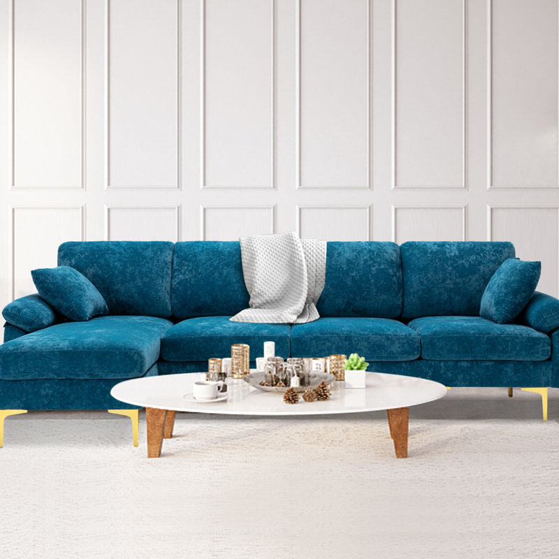 Canapé modulaire 6 pièces Ajon, Mélange de polyester bleu