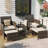 2-Person Wicker Patio Conversation Set With Ottoman and 2-Tier Glass Coffee Table-855094274