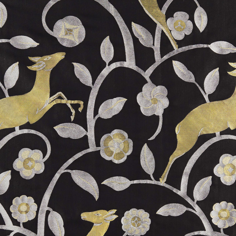 Les Gazelles Au Bois Fabric, Noir