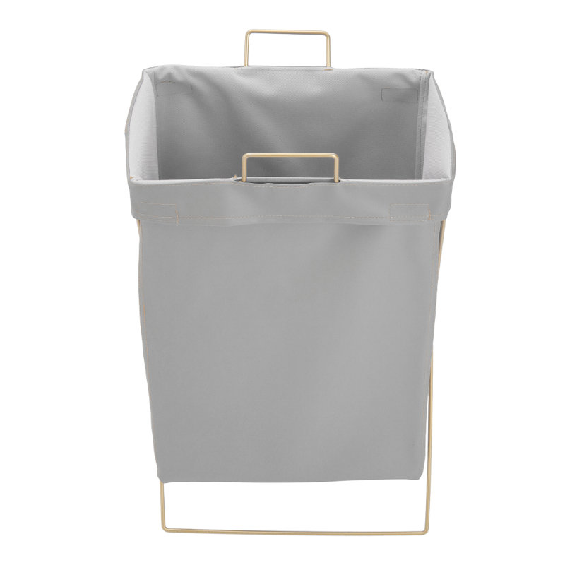 Laundry Basket with Handles, Grey/Gold