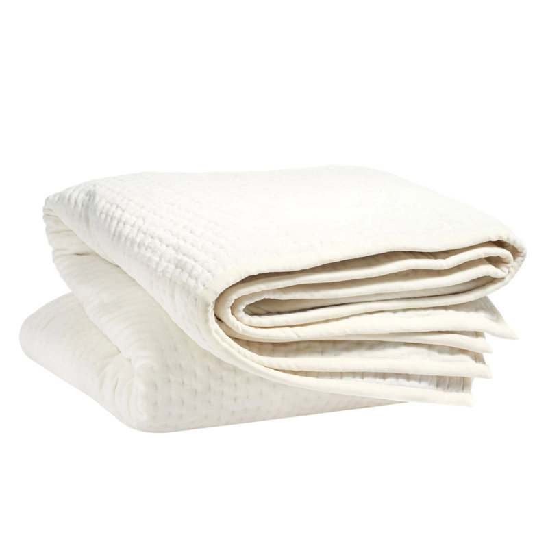 Viola Velvet Quilt, King Quilt, Dove White