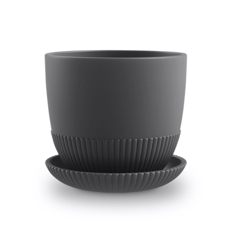 Emaliya Pot Planter, Grey, 10.2 cm H x 11.4 cm W x 11.4 cm D