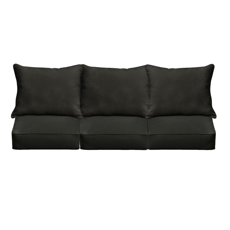 Sunbrella Outdoor Deep Seating Sofa Pillow and Cushion Set, Sunbrella - Canvas Black, 29 in W x 27 in D x 5 in H