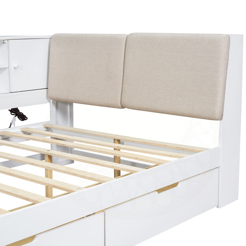 Versatile Wooden Twin Isavela with Multiple Storage Options and Advanced Features, White