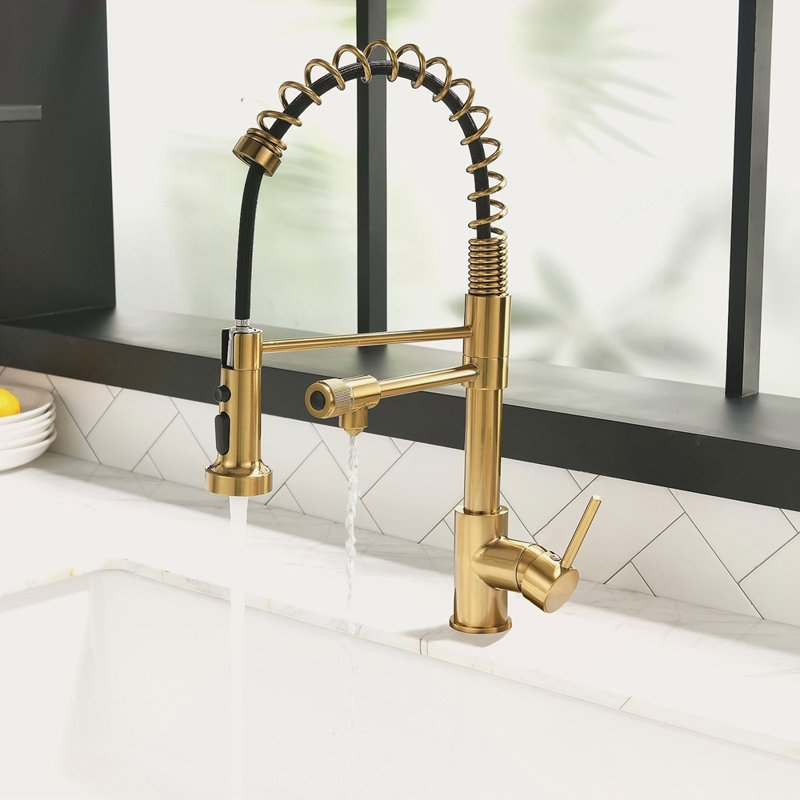 Purifier Kitchen Faucet Drinking Water Faucet, Pull Down Water Filter Kitchen Sink Faucets (Black And Nickel Gold ), Gold