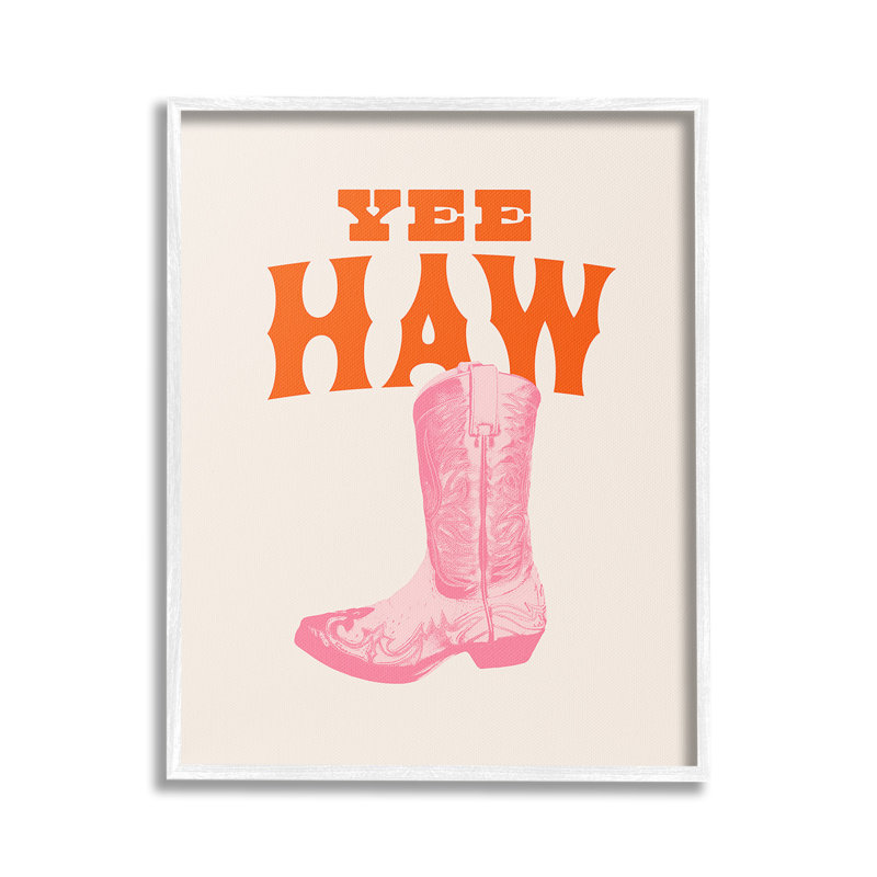 Yee Haw Cowboy Boot, art de la giclée encadrée par Victoria Barnes, Giclée encadrée blanc bord de mer, H 30 po x l 24 po