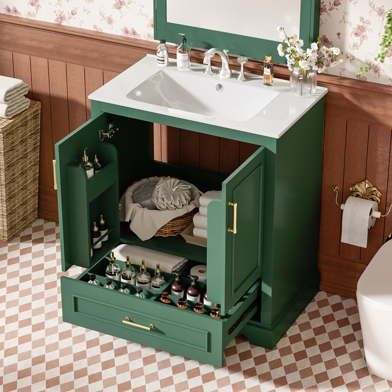 Meuble-lavabo 30 po avec lavabo, 30", Vert