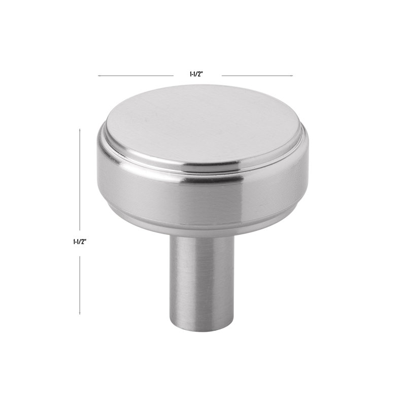 1-1/2" Diameter Solid Smooth Round Cabinet Knob, Satin Nickel