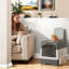 Plastic Enclosed Litter Box with Built-in Scoop and with Top Entry Door