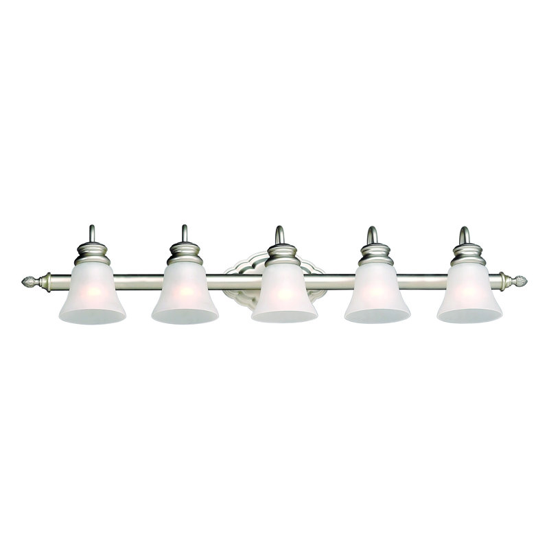 Meuble-lavaboe 5 lumières en nickel brossé Swope