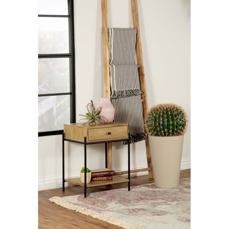 Table d'appoint à 1 tiroir en bois Mango naturel