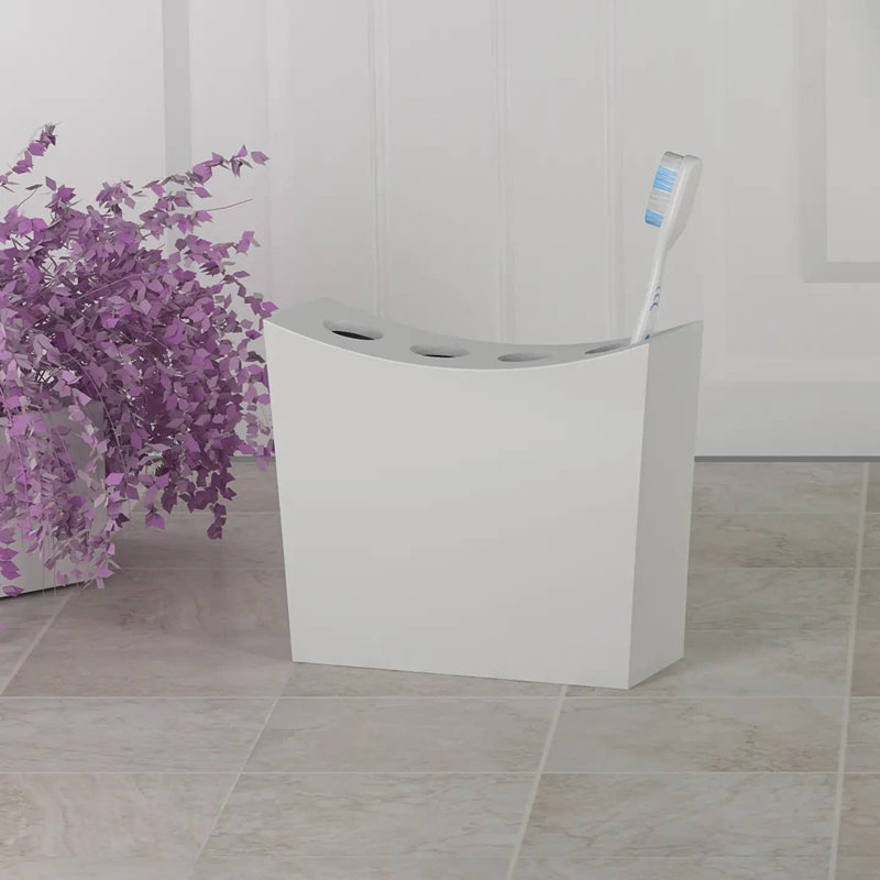 Porte-brosse à dents Oneita | Support compact à fentes multiples pour brosses à dents, rasoirs et accessoires de maquillage | Résine blanche
