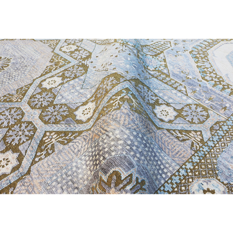 NEOV4467RGYGY Hand Knotted Oriental Area Rug, Rectangle 9' x 12'